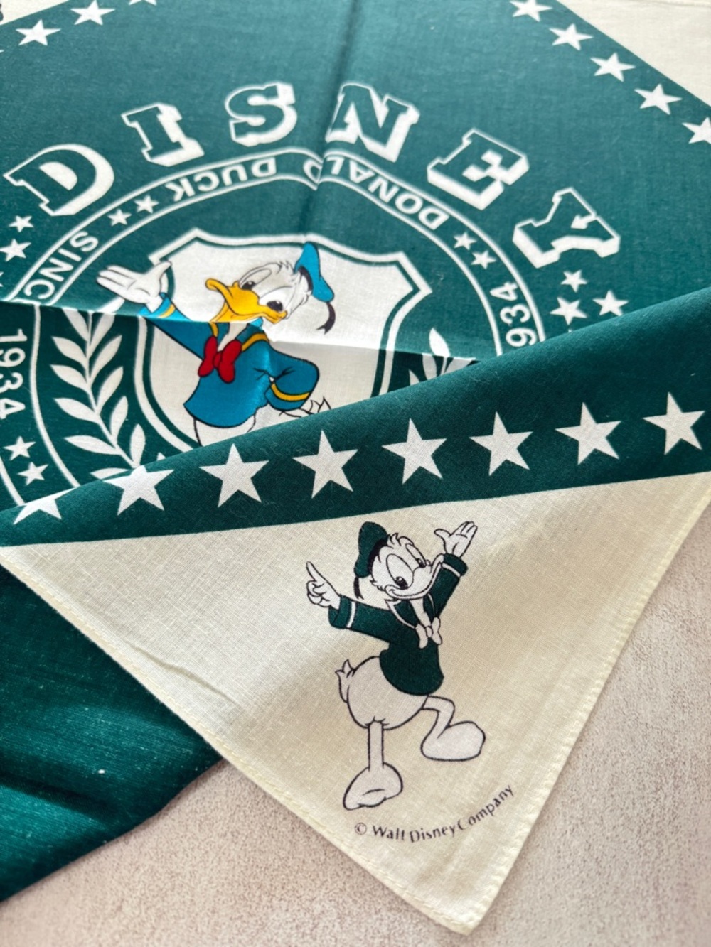 Disney Donald Duck Green and Cream Bandana Scarf - Picture 3 of 3